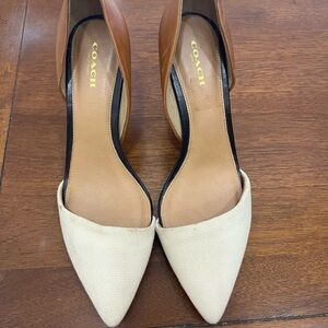 Coach Women's Brown and Cream Heels 8 B